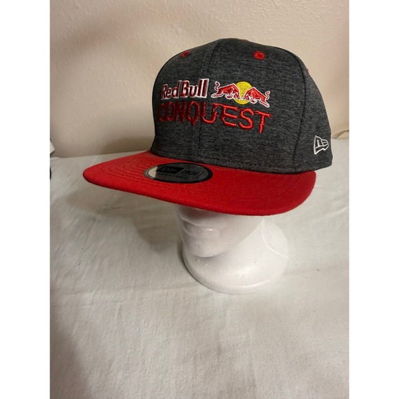 New Era Red Bull Conquest Snapback Hat Gray Red Adjustable Rise Rally Conquer